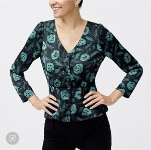J. Crew Peplum Satin Poppy Top Size 4